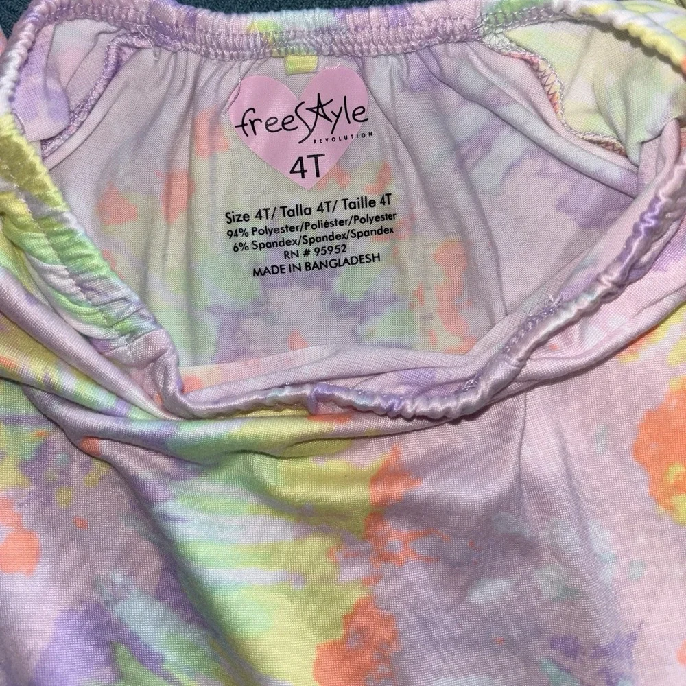 FreeStyle Revolution Pastel Tie-Dye Jumpsuit Pockets Girls 4T One Piece Outfit - Picture 7 of 7